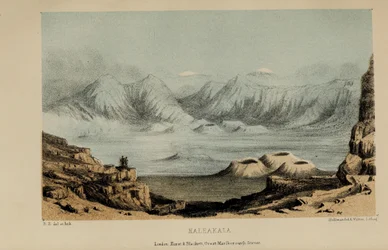 Haleakala, akwarela Roberta Elwesa (1819-1878), bogatego młodego brytyjskiego dżentelmena z Norfolk
